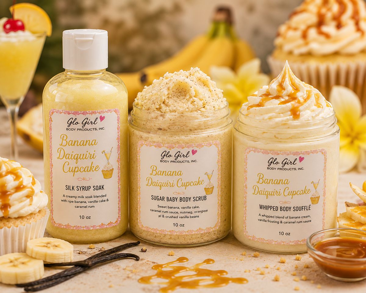 Banana Daiquiri Cupcake topped with Caramel Rum Sauce- 3 Steps