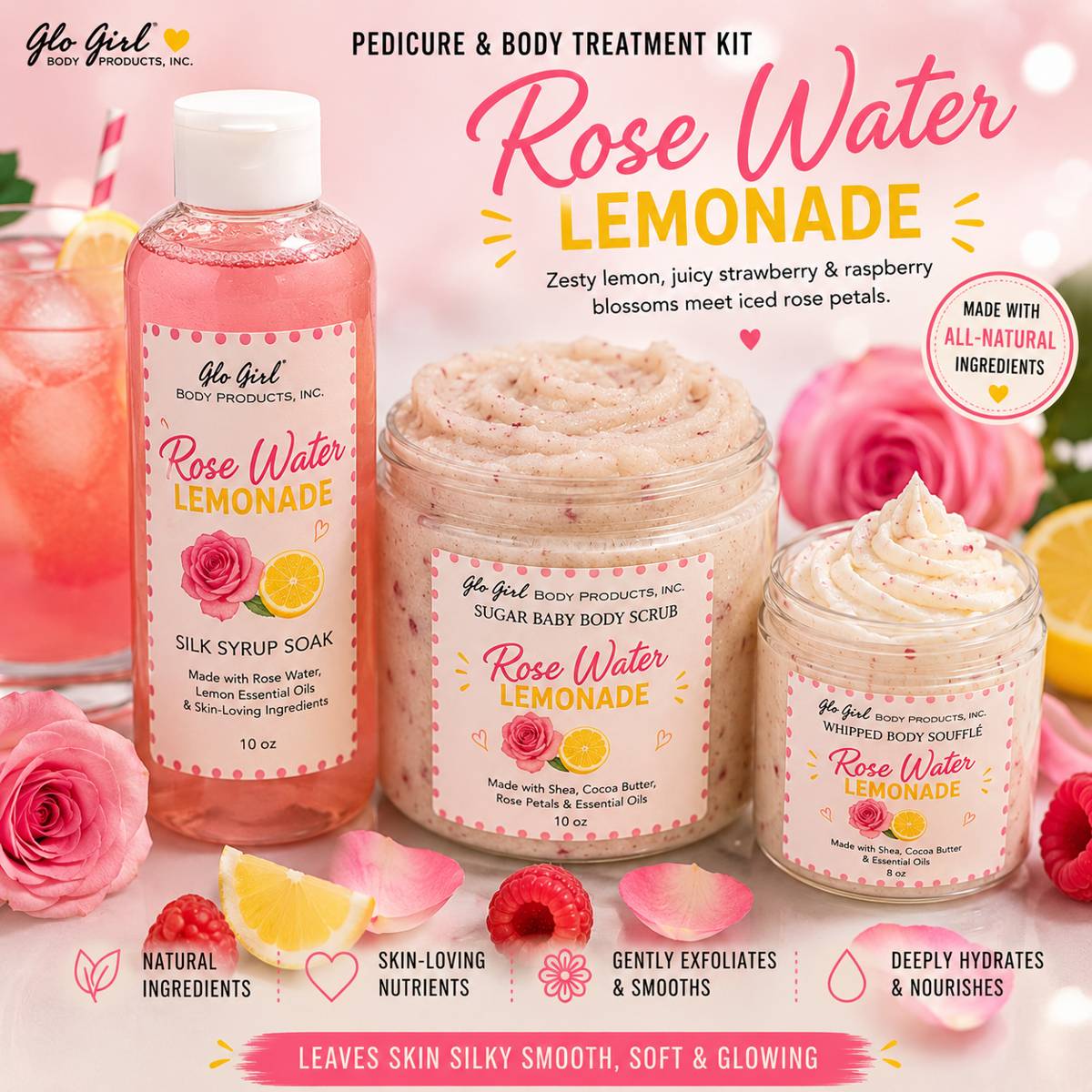 Rose Water Lemonade - Pedicure & Body Treatment Kit